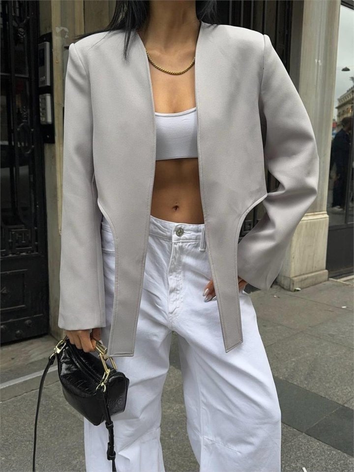 CROP CEKET BAĞLAMA KUYRUKLU - Gri