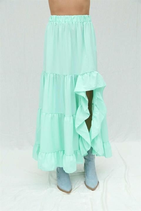 Audrey Fıfrlı Yırtmaç Detay Etek 4037