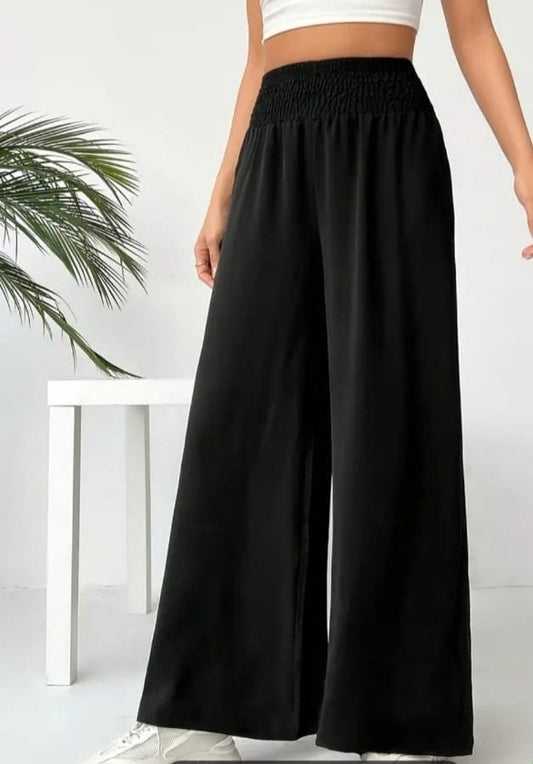 Kadın Yüksek Bel Lastikli Ithal Krep Pantolon