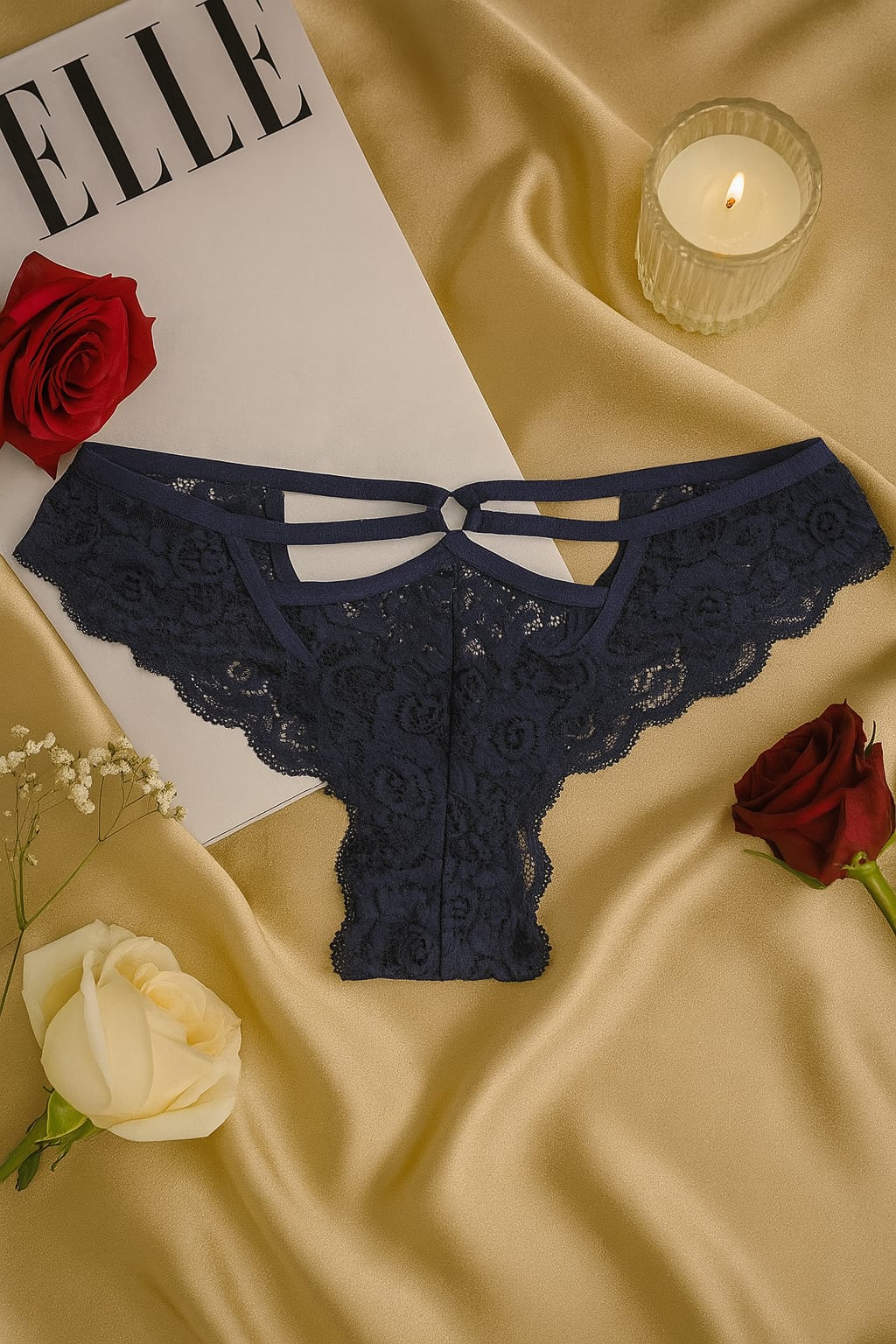 Kadın Dantel Detaylı Külot 3 lü Set - Siyah Beyaz