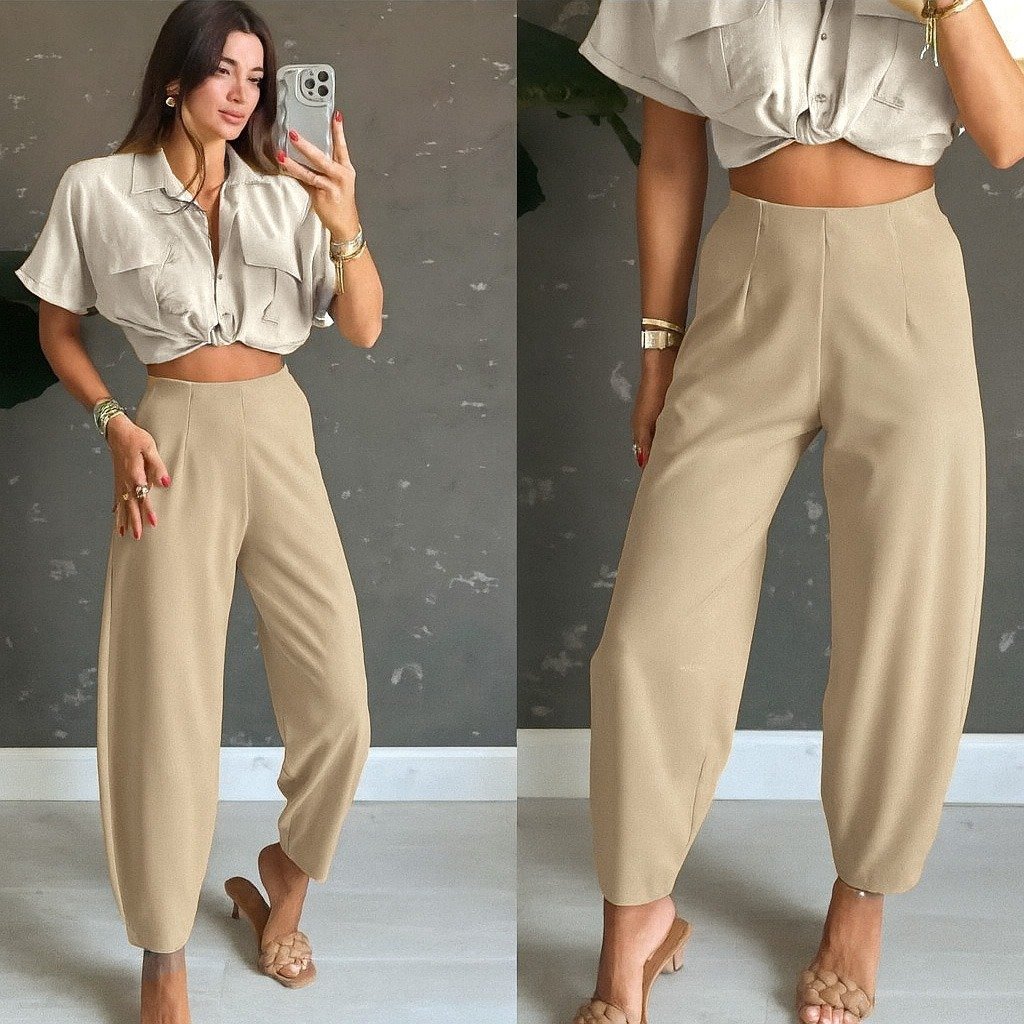 Kadın Yüksek Bel Krep Pantolon