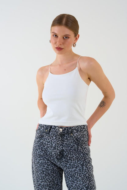 Askısı Lastikli Atlet - Ekru