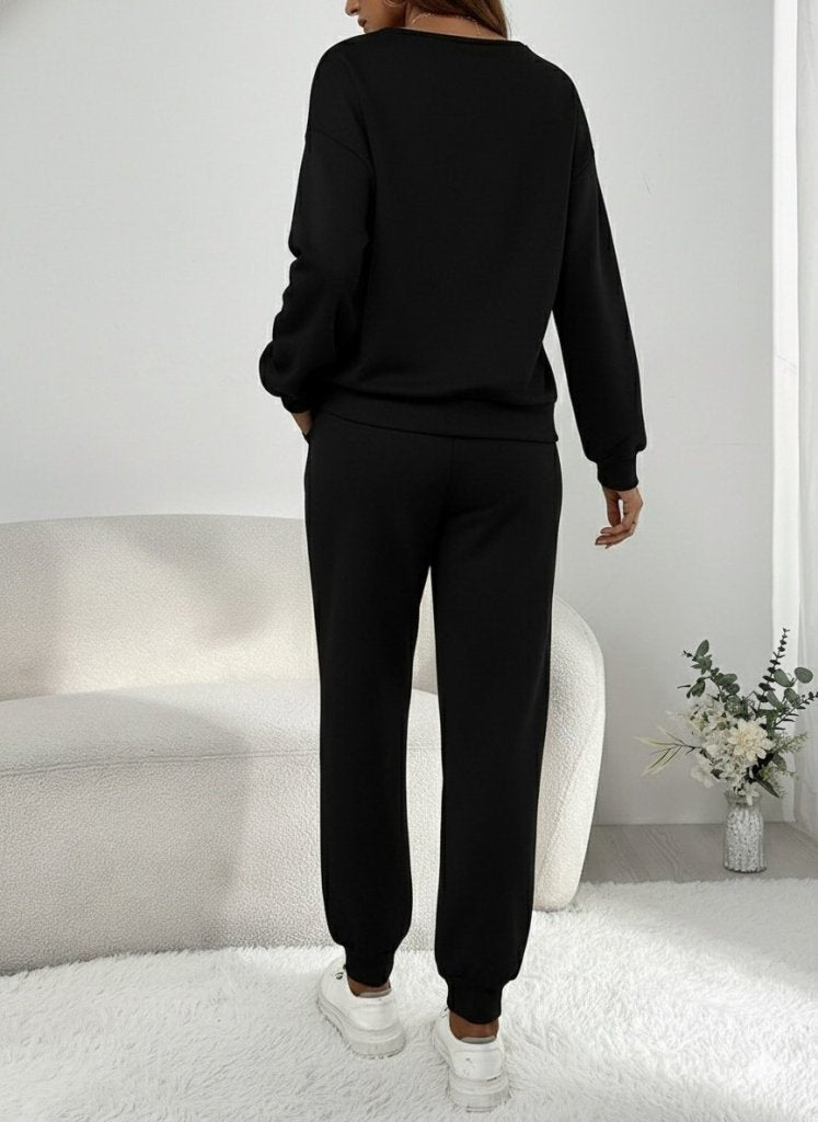 Kadın Uzun Kollu V Yakalı Pulpayetli Viskon Iki Iplik Bluz Ve Pantolon