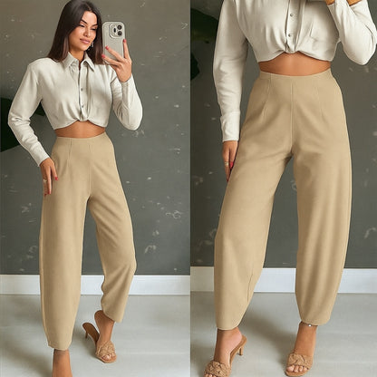 Kadın Yüksek Bel Krep Pantolon