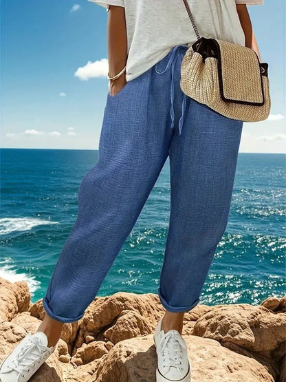 Kadın Yüksek Bel Lastikli Belde Bağcık Detaylı Aerobin Pantolon