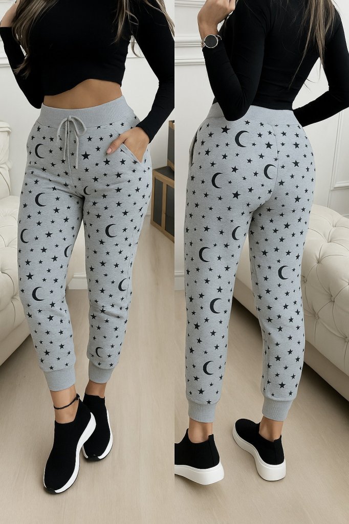 Kadın Yüksek Bel Bağcıklı Desenli Iki Iplik Pantolon