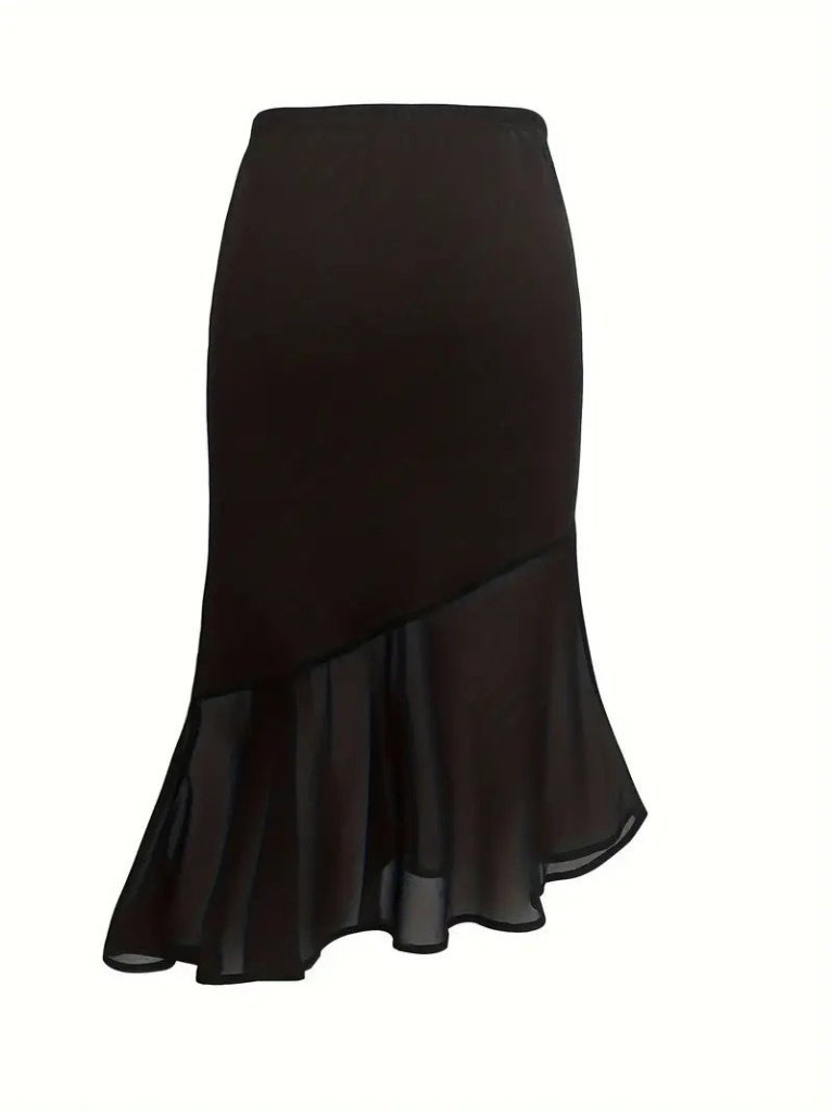 Kadın Yüksek Bel Asimetrik Detaylı Ithal Krep Etek