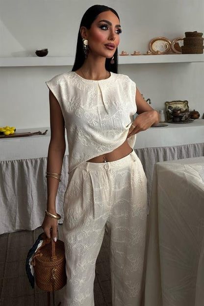 Shalina Süzüne Nakışlı Crop Takım 9796-08