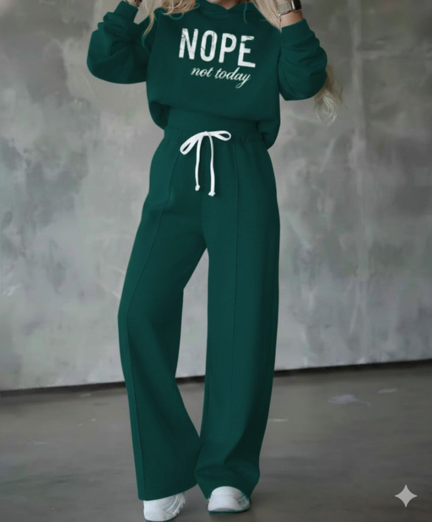 Kadın Uzun Kollu Nope Baskılı Beli Ribanalı Ikili Takım