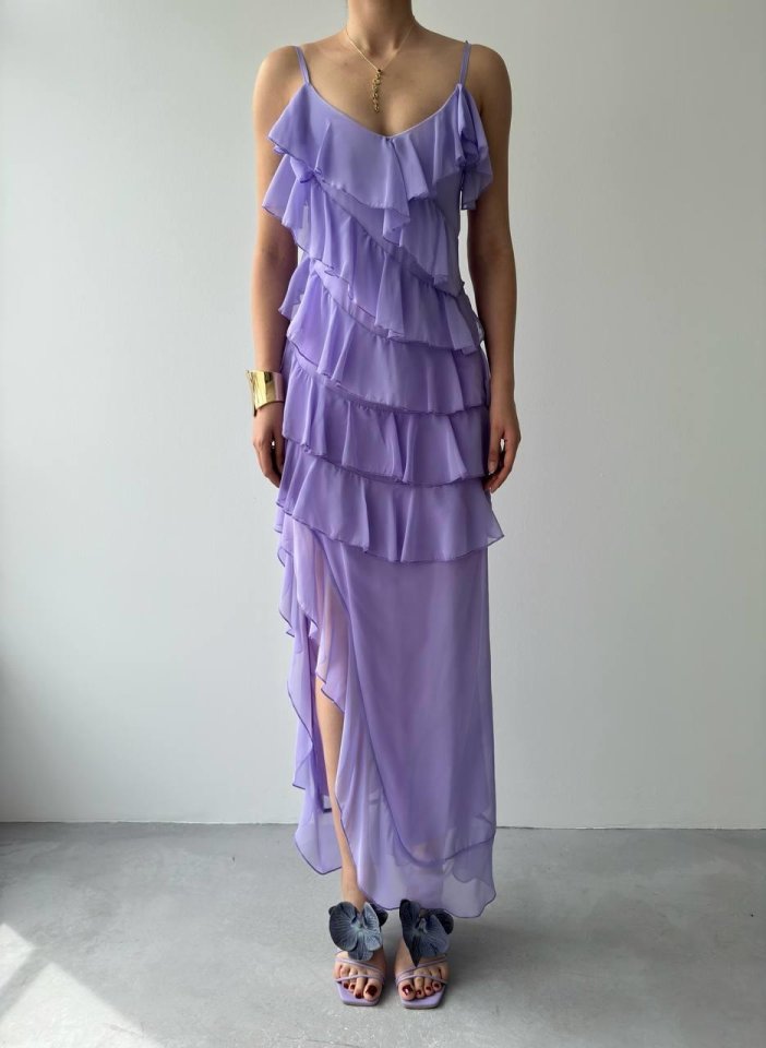 Ples Yırtmaç Detaylı Elbise