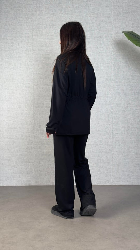 Kadın Uzun Kollu Yaka Ve Büzgü Detay Tunik Ve Pantolon Ikili Takım