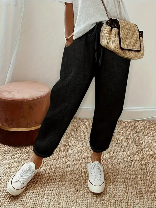 Kadın Yüksek Bel Lastikli Belde Bağcık Detaylı Aerobin Pantolon