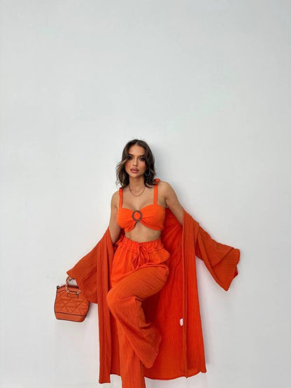 KRINKILL BÜSTİYER-PANTOLON-KİMONO TAKIM - Orange