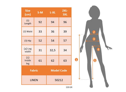 Kadın Bel Büzgü Ve Düğme Detay Kapri Keten Pantolon