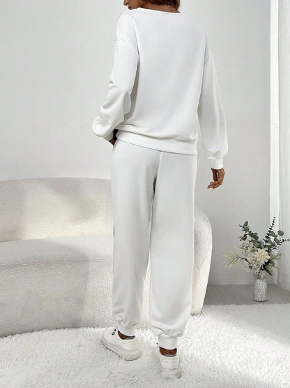 Kadın Uzun Kollu V Yakalı Pulpayetli Viskon Iki Iplik Bluz Ve Pantolon