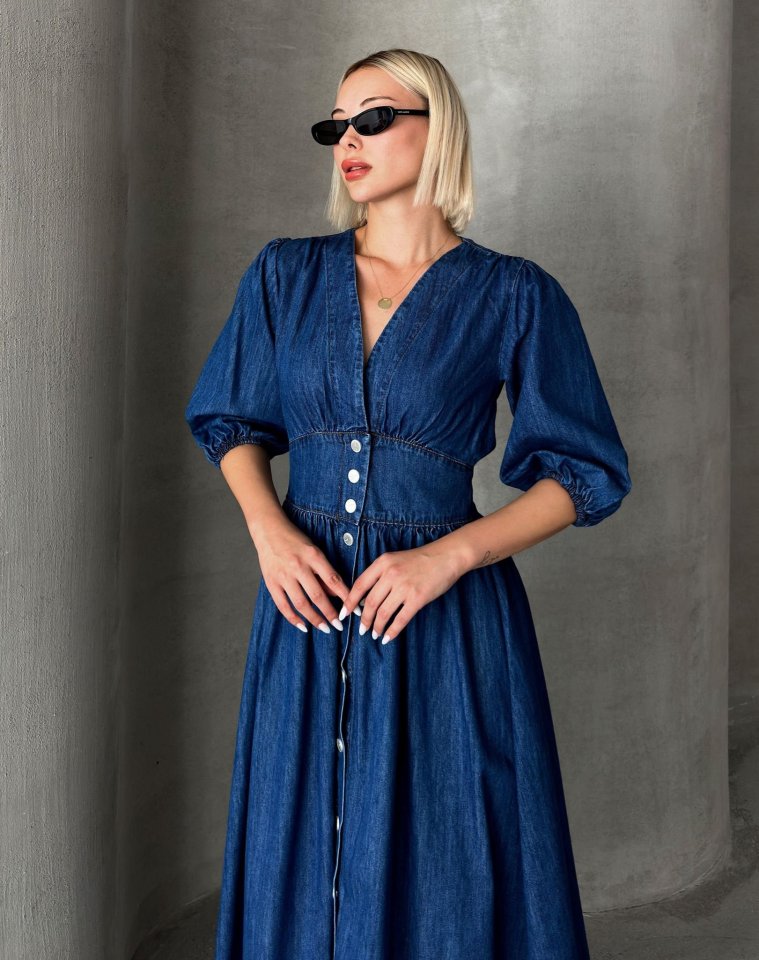 7037 KOT ELBİSE-MAVİ