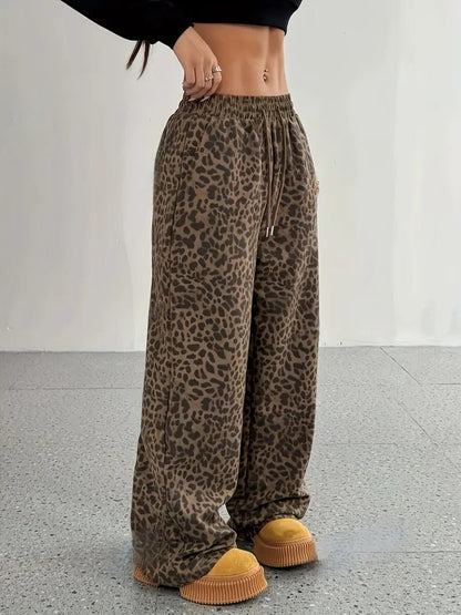 Kadın Yüksek Bel Lastikli Bağcıklı Geniş Kesim Iki Iplik Pantolon