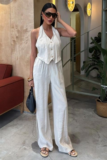Halter Yaka Yelekli Modal Takım 10144