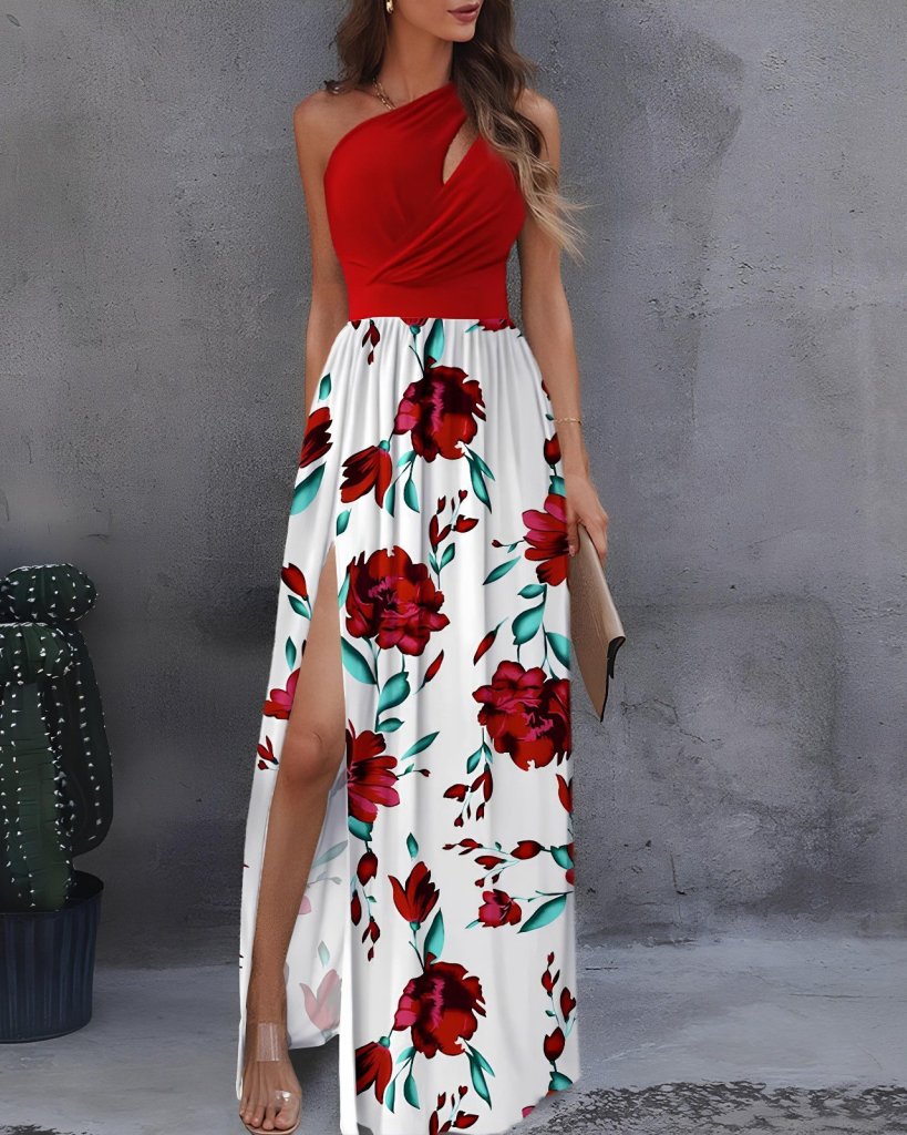 Kadın Tek Omuzdan Askılı Damla Detaylı üst Dalgıç Alt Süprem Maxi Elbise