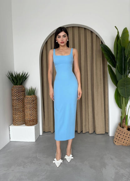 Calliope Kare Yaka Midi Boy Elbise