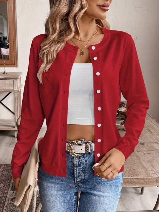 Kadın Uzun Kollu önden Düğmeli Triko Ceket