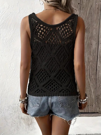 Kadın Askılı Yuvarlak Yaka Geometrik Desenli Triko Bluz