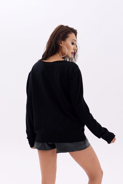 4216 TRİKO DÜZ SALAŞ KAZAK-SİYAH