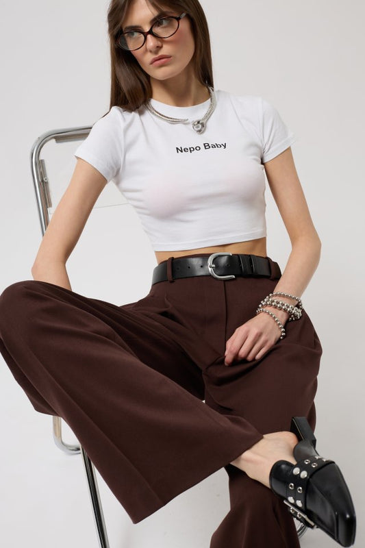 Nepo Baskılı Crop T-Shirt