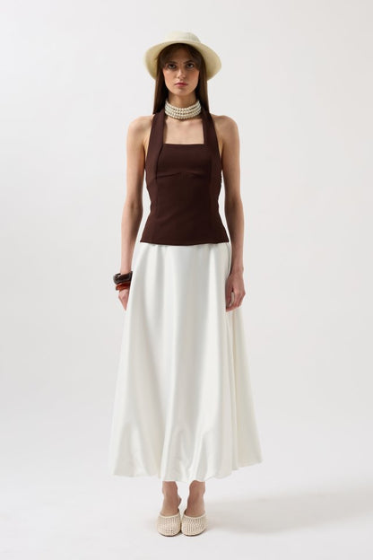 Kalın Askılı Crop Bluz