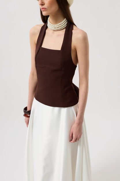 Kalın Askılı Crop Bluz