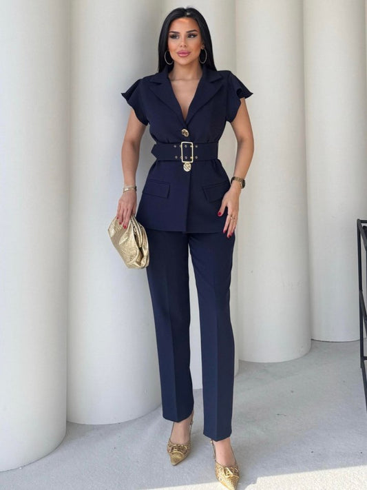 Vatkalı Yelek Pantolon İkili Takım