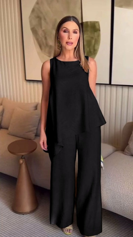 Asimetrik Bluz - Pantolon İkili Takım