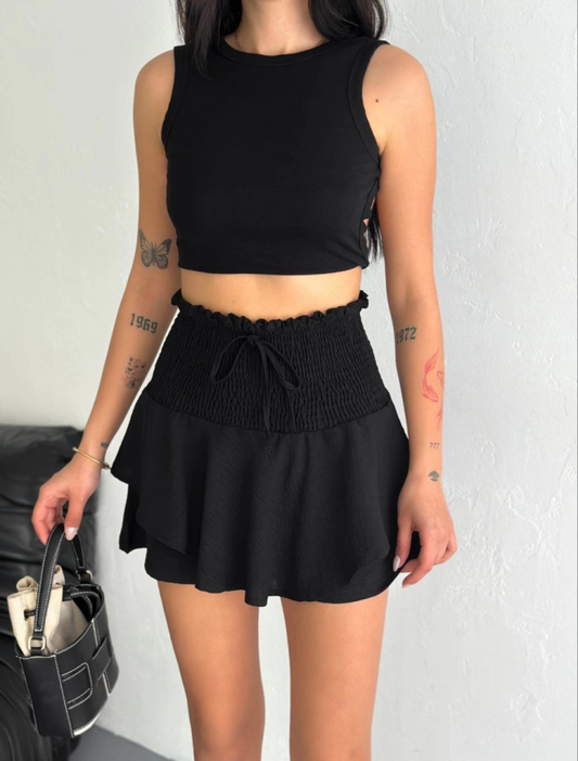 Ayrobin Şortlu Etek - Siyah