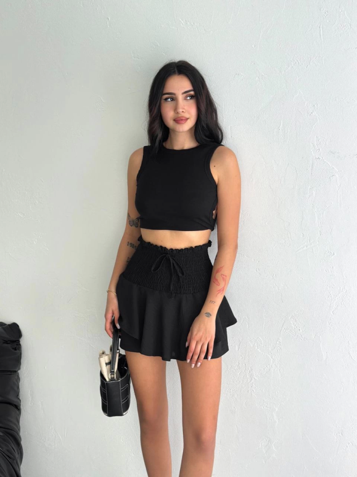 Ayrobin Şortlu Etek - Siyah