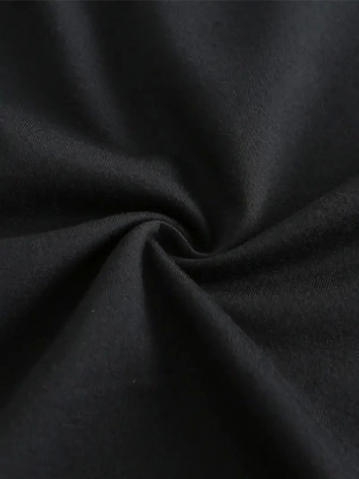 Baskılı Oversize Bisiklet Yaka T-shirt - Siyah