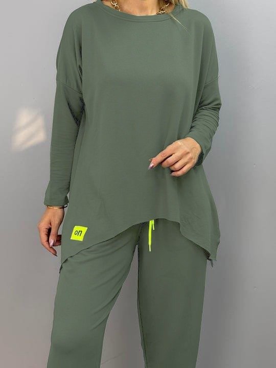 Kadın Iki Iplik Viskon Pamuk Kumaş Arma Detaylı Ikili Takım