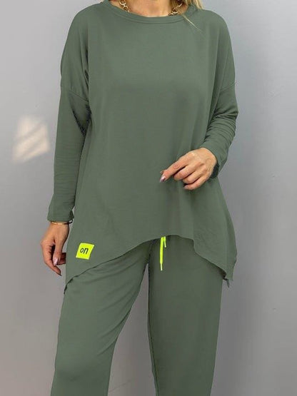 Kadın Iki Iplik Viskon Pamuk Kumaş Arma Detaylı Ikili Takım