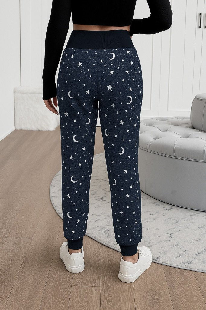 Kadın Yüksek Bel Bağcıklı Desenli Iki Iplik Pantolon