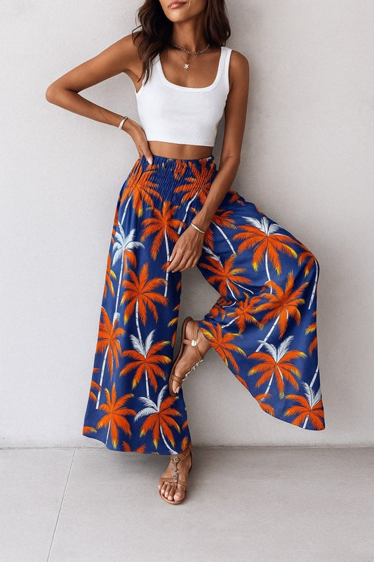 Kadın Yüksek Bel Lastikli Desenli Süprem Pantolon