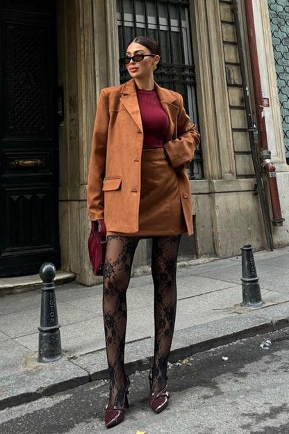 Mini Etekli Süet Takım 9935