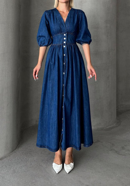 7037 KOT ELBİSE-MAVİ